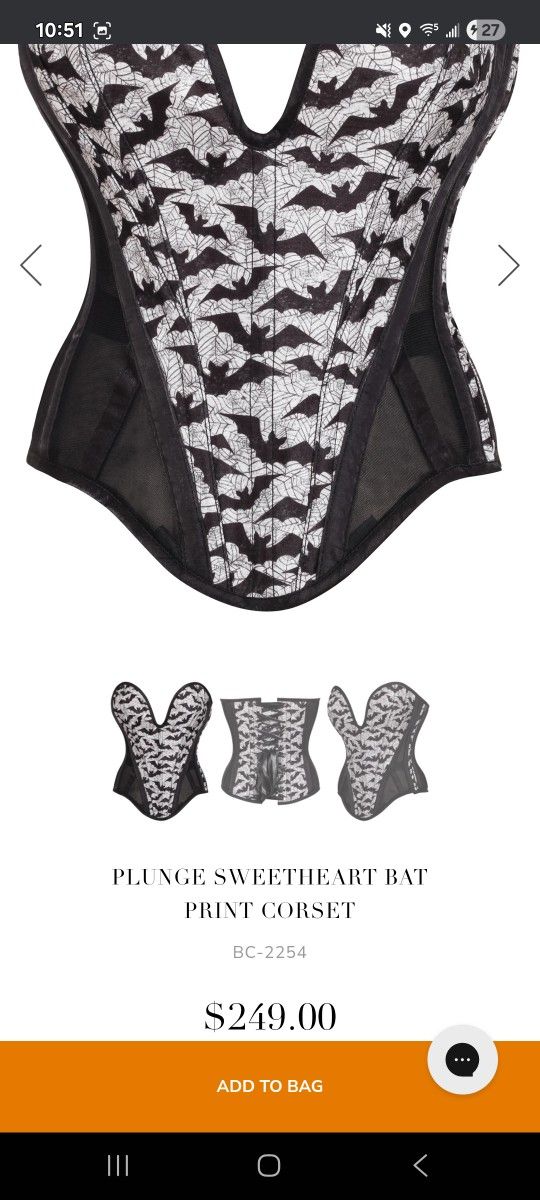 Bat Zip Up/ Lace Up Corset