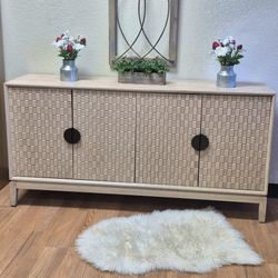 BEAUTIFUL BOHEMIAN SIDEBOARD OR BUFFET IN NATURAL BONE COLOR & DESIGNED DOORS BRAND NEW 63X17X34 