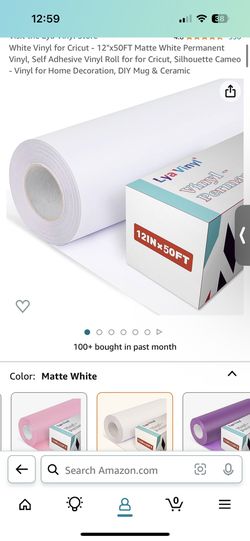 White Vinyl for Cricut - 12x50FT Matte White Permanent Vinyl, Self  Adhesive Vinyl Roll for for Cricut, Silhouette Cameo - Vinyl for Home  Decoration, for Sale in Fontana, CA - OfferUp