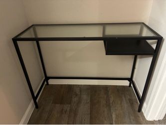 IKEA VITTSJÖ Black Laptop Desk with Glass Top