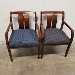 Blue Fabric Seat Guest Chairs $80 Pair (Good Condition)