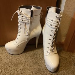 6” White Boot Heels