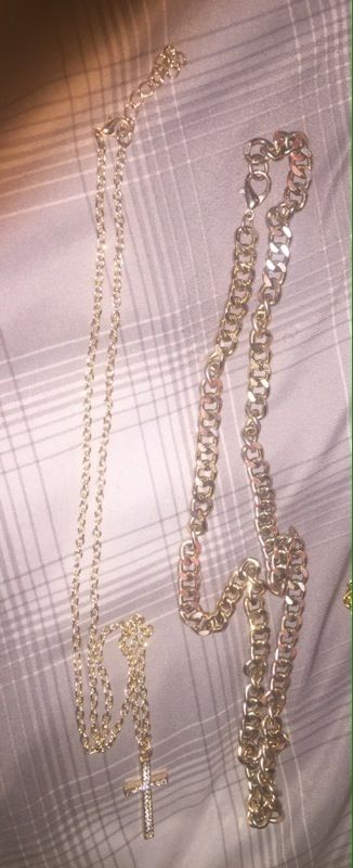 The cross is a 60$ chain from the Gold Gods, and the other chain is a 250$ from Jared the Galleria of Jewelers ! 120$ takes both