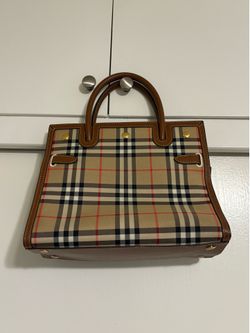 Plaid canvas & leather bag (+matching wallet)