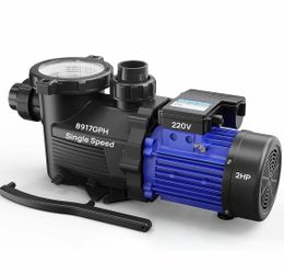 Aquastrong 2HP Pool Pump 220V Single Speed 8917 GPH – Blue – New