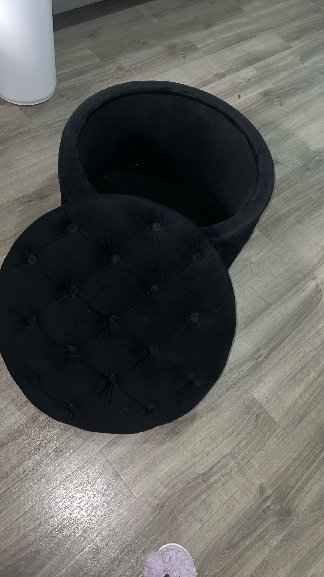 Large Black Tufted Ottoman
