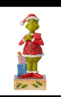 Dr. Seuss The Grinch with Large Blinking Heart Figurine Jim Shore Christmas