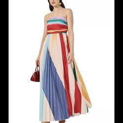 Mulberry Offshoulder Pleated Maxi Dress In Multicolor