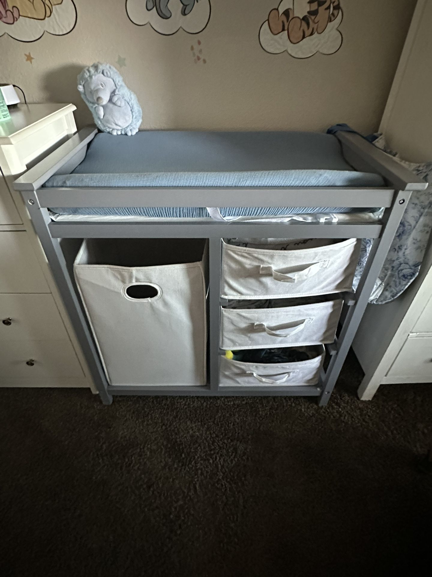 Baby Changing Table With Drawers And Dirty Clothes Hamper