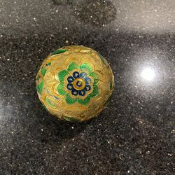 Vintage Enamel Metal Round Christmas Ornament