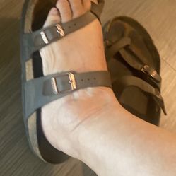 Brown leather Birkenstock sandals