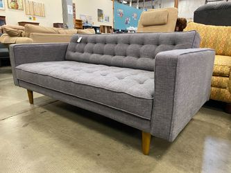 Charcoal MCM Tufted Loveseat