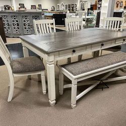 Bolanburg Dining Table with 4 Chairs and Bench$20 Down Payment and delivery available 