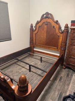 Ornate Wood Carved Queen Bed Frame