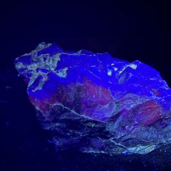 Black Rose Fluorite China – Dramatic Blue + Red UV Fluorescent Cabinet Specimen! 🔥