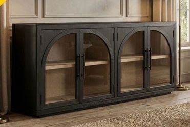 Modern Farmhouse 70” Black Sideboard Accent Cabinet Brand New In Box
