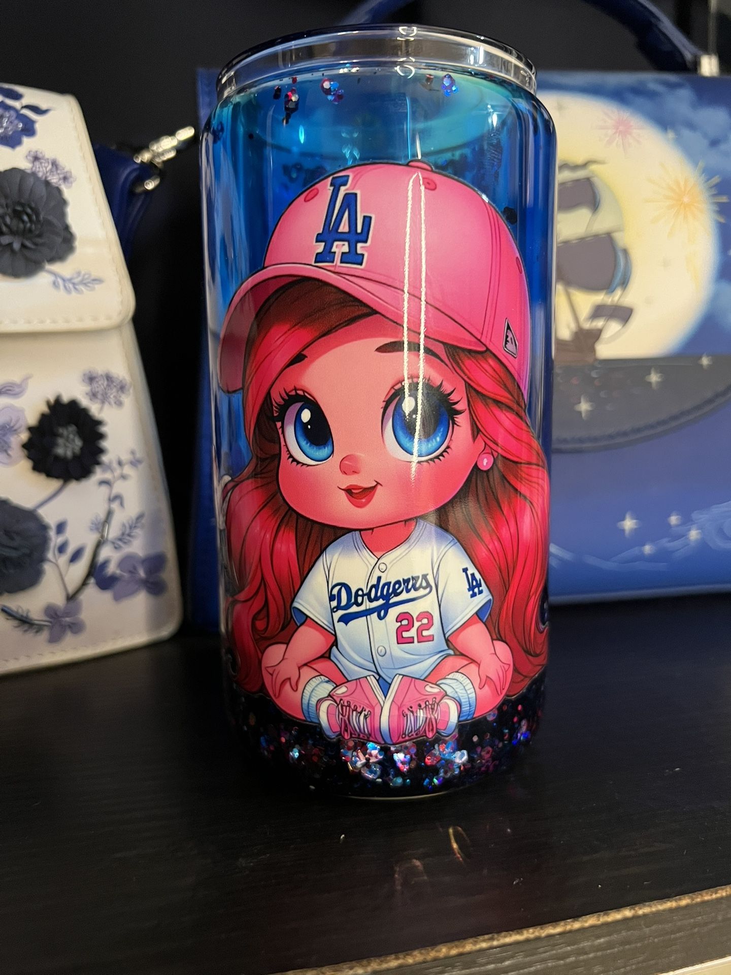 Snow Globe Tumbler / dodgers / Litter Mermaid/ Vasos / Glitter / Disney / Princess