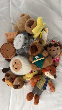Monchichi,Pochaco, Capybara, Domo, Nick the fox keychains
