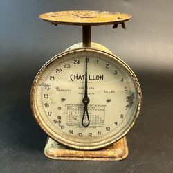 Chatillon 25 Lb Nursery/Kitchen Scale Vtg Antique Metal Rusty Patina Farmhouse