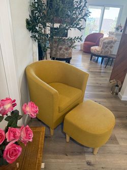 Mustard Yellow Tub Chair with Ottoman