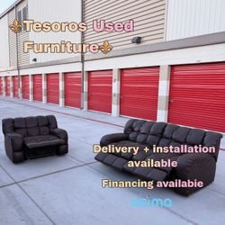 Dark brown electric recliner set