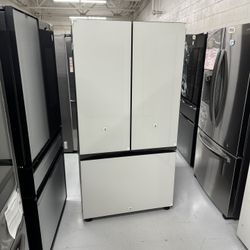 New White Glass Bespoke Fridge French Door 1 Year Warranty 