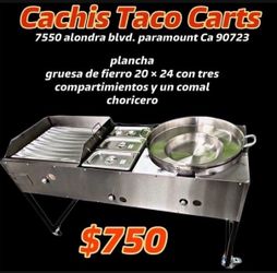 Plancha De 24” | 3 Charolas Baño Maria | Comal de Bola Para Abajo | Incluye Manguera Y Regulador