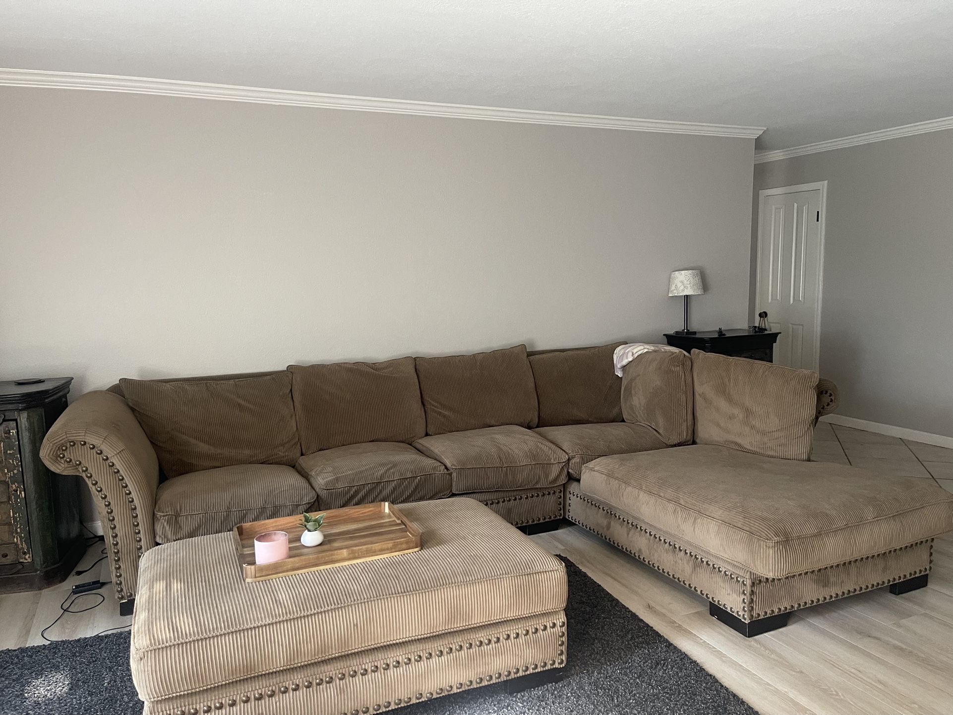 Large 12 FT Couch With 9 FT Chaise With Oversized Ottoman