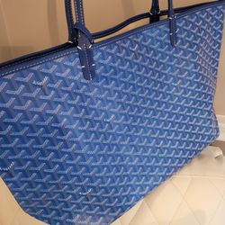 Goyard Blue Goyardine Canvas and Leather Saint Louis GM Tote
