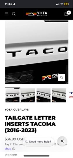 Toyota Xpedition Tacoma Tailgate Letter Inserts 2016-2023