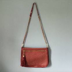 REBECCA MINKOFF Studded Red Leather Handbag 