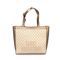 Love Moschino quilted tote bag In Beige And Gold