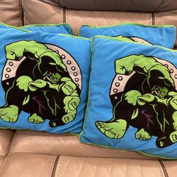 4 Incredible Hulk Pillows  15” x 15” Child Boy