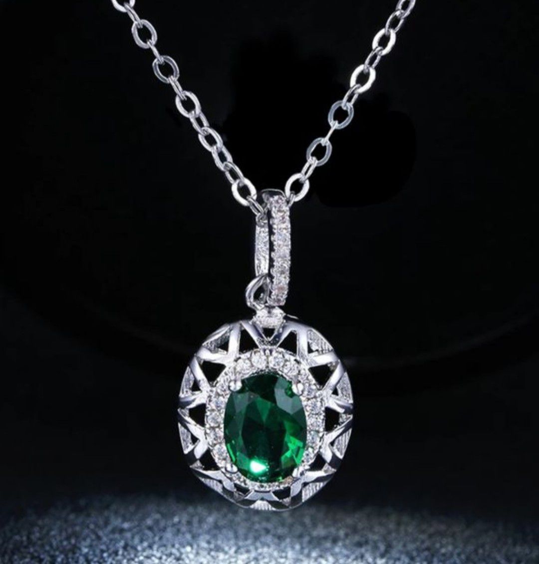 $7 new silver plated adjustable CZ necklace
