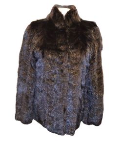 Vintage 90's Genuine Sheared Mink Fur Jacket Coat Natural Black SMALL S