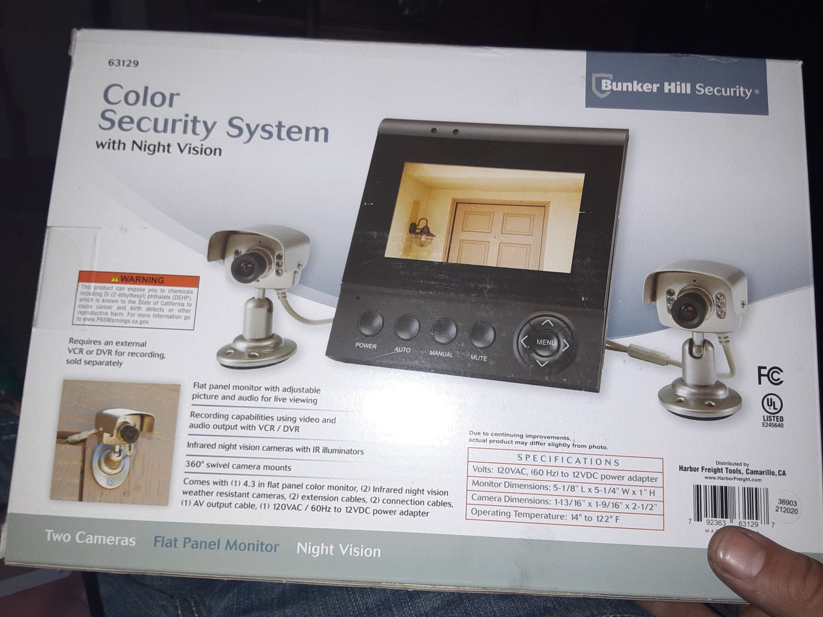 Bunker hill security color security system w/monitor