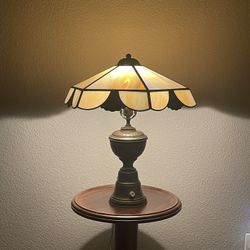 Antique Slag Glass Table Lamp 