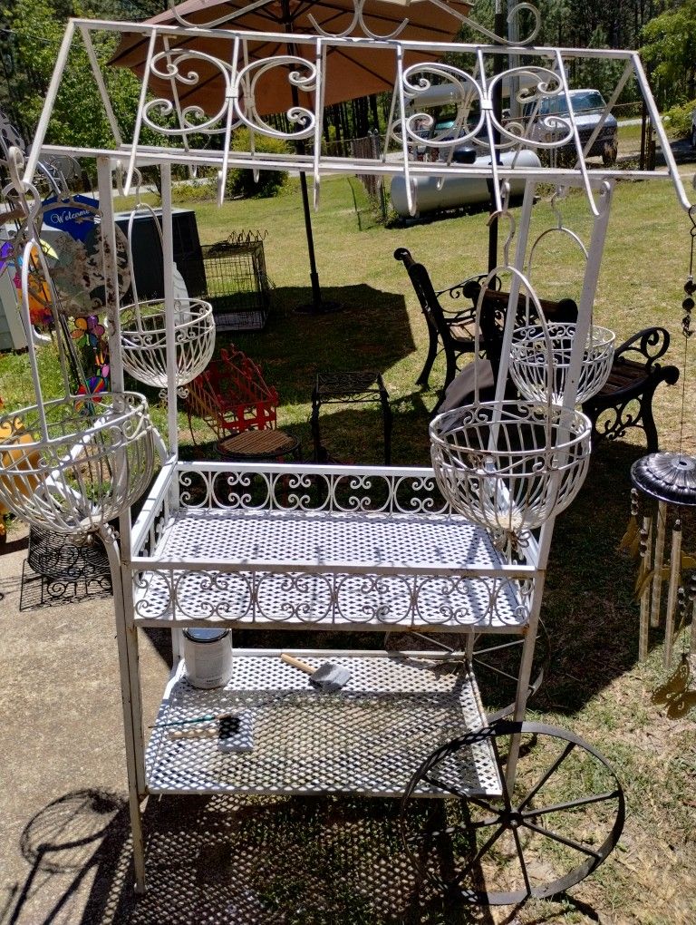 Wrought Iron Flower Cart 