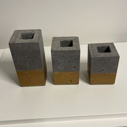 Concrete And Gold Succulent Planters