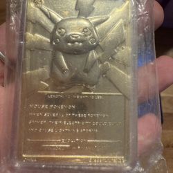 1999 Pokémon Burger King 23K Gold Plated Pokémon Card - Pikachu #25
