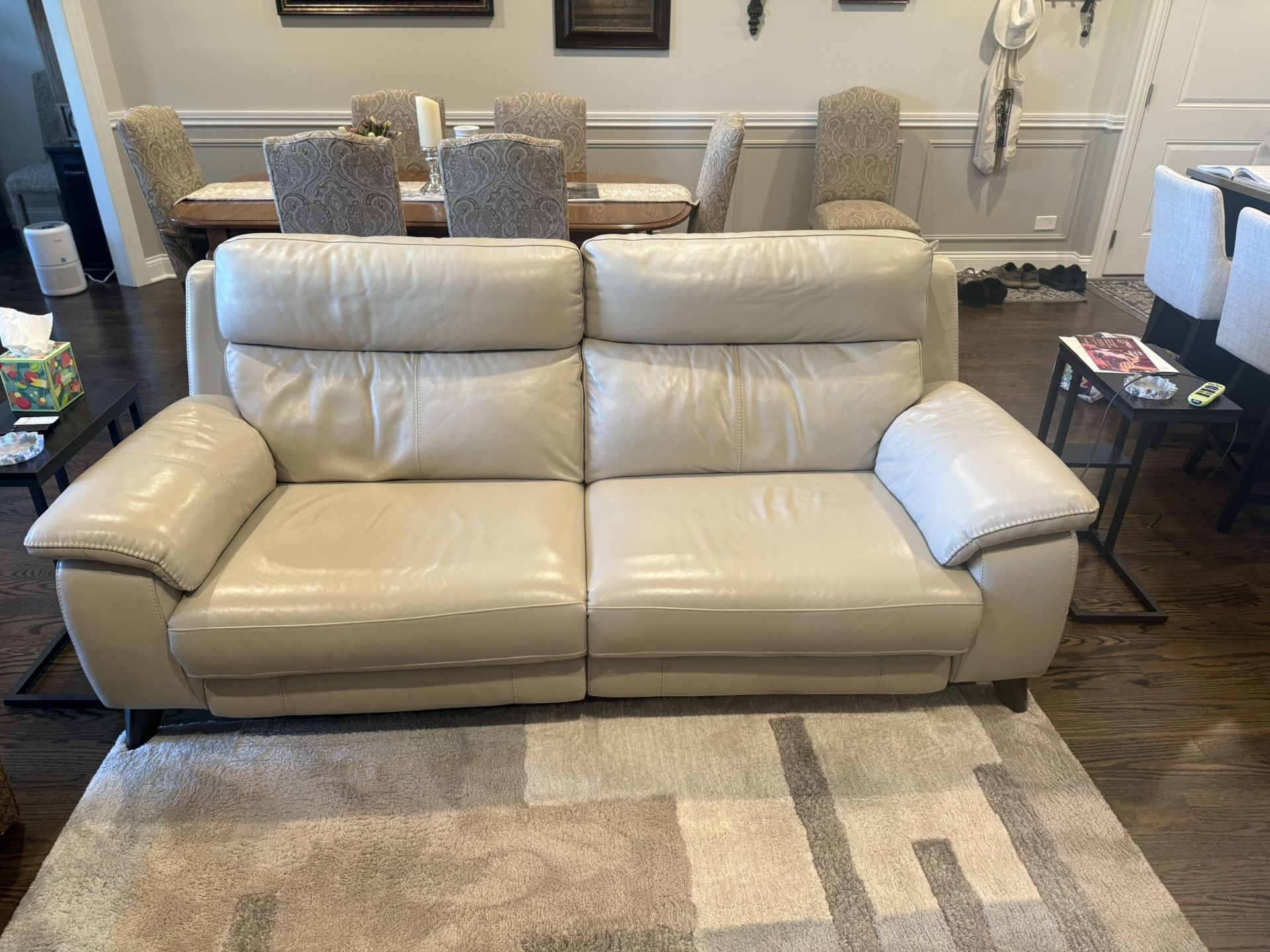 Leather couch with electric leg and head rests