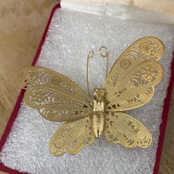 Broche Laminado Mariposa Calada Joya Antigua 