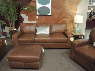 Rocky Mountain Leo Leather Track Arm Sofa - Cognac | Couch | Living Room Couch