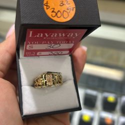 10k Lucky Symbols Ring Sz 8