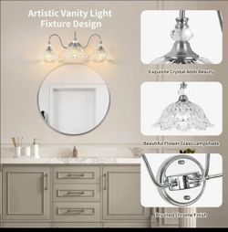 Brushed Chrome 3-Light Bathroom light.
