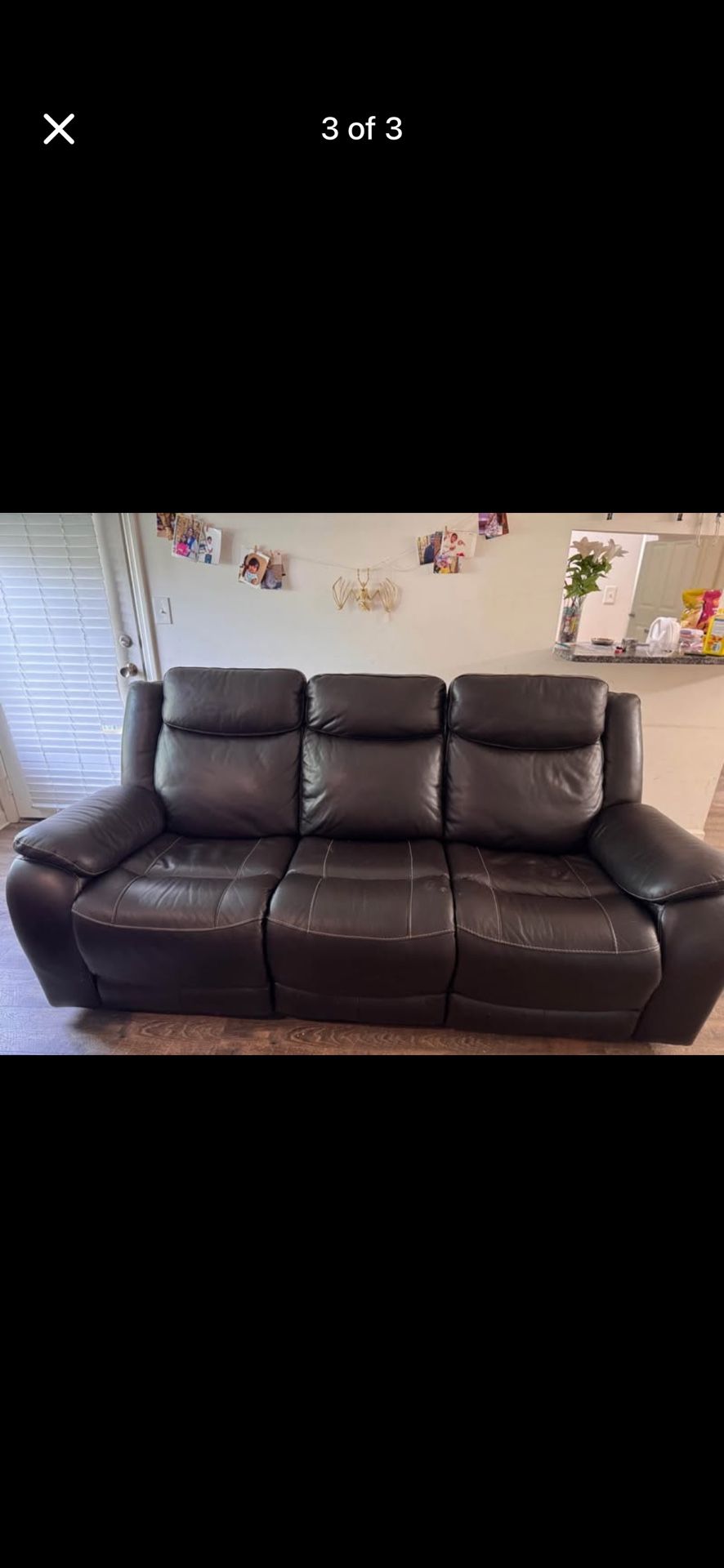 Harvey Leather Power Reclining Sofa with Power Headrests.