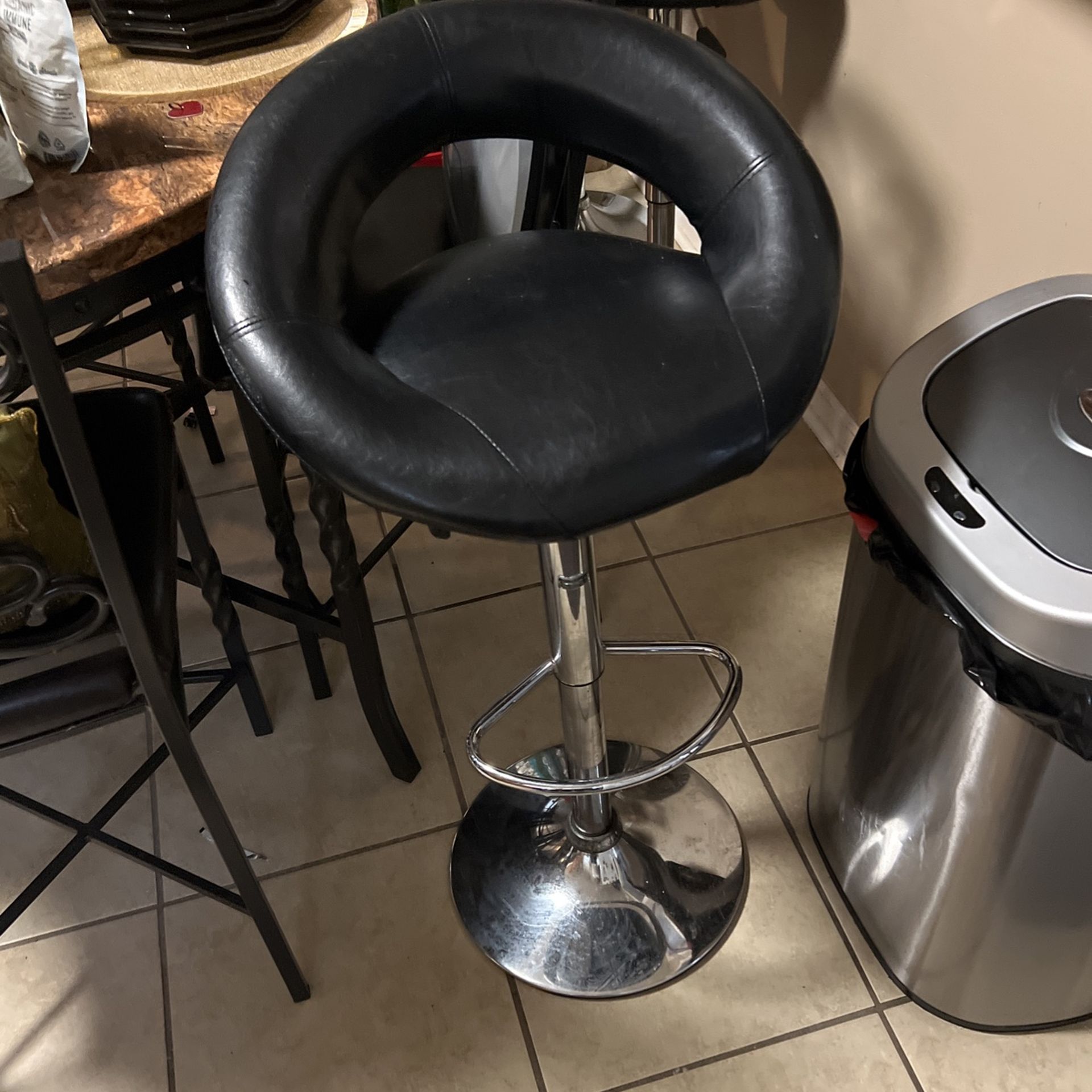 Set Of 3Blk And Silver Bar Stools