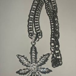 Silver Cannabis-Leaf Pendant Ch