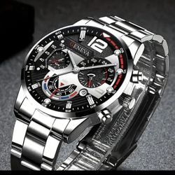 2 Pcs Silvery Quartz Watch Zinc Alloy Strap Zinc Alloy Pointer Zinc Alloy Case