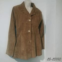 Wet Seal Women Tan Suede Leather Cowgirl Western Jacket Button Front Size L.(I)
